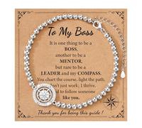 Esrial Retirement Gift for Woman - Compass Bracelet for Women Travel Coworker Leaving Farewell Going Away Gifts for Friends Teacher Employee Manager Boss Coworker, One Size, Stone, no gemstone