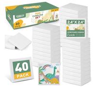 ESRICH Mini Canvas 40Pack 2.4x2.4inch, 2/5''Profile Art Primed Mini Canvases for Painting, Tiny Painting Canvas for Kids and Art Supplies.