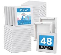 ESRICH Mini Canvases for Painting 4x4 Canvas Value Pack of 48PCS, 2/5In Thickness Small Canvas, Great for School Projects, Kids Birthday Party and Wall Decoration, White