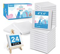 ESRICH Mini Canvases for Painting,4x4In Canvas in Bulk 24Pack, 2/5In Profile Small Square Canvas, Blank Canvases are Great for School Projects and Kids Birthday Parties, Home Decor Project.