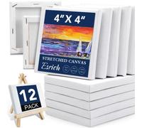 ESRICH Mini Stretched Canvas 12 Pack 4 * 4inch,2/5''Profile Art Primed Canvases for Painting,100% Cotton Small Professional Stretched Canvas for Kids and Art Supplies,for Acrylics,Oils&Other Painting