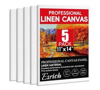 ESRICH Professional Linen Canvas for Painting, 5 Pack Linen Canvas Panels 11x14 Primed Acid Free Blank Canvas Boards for Painting for Artists, Painters