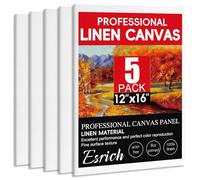 ESRICH Professional Linen Canvas for Painting, 5 Pack Linen Canvas Panels 12x16 Primed Acid Free Blank Canvas Boards for Painting for Artists, Painters