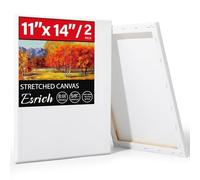 ESRICH Stretched Canvas for Painting 11x14 Inch, 2 Pack Blank Canvas -5/8 in Profile Primed Cotton White Canvases for Painting for Oil & Acrylic Paint