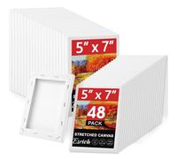 ESRICH Stretched Canvas for Painting 5x7, 48 Pack Small Canvases for Painting 5/8" Profile Primed Acid-Free Blank Painting Canvas for Kids & Artists for Decorations, Painting Parties.