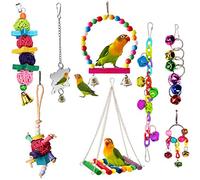 ESRISE Bird Toy for Birds, Chew Toy Birds Toy Wooden Bell Haning Toy for Conures Cockatiels Love Birds Small Parakeets Parakeets Finches (Multi-Colour-A)
