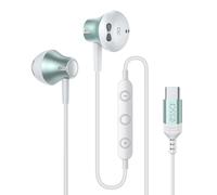 essa Wired Headphones, Type-C Earphones with Powerful Bass, In-Ear USB-C Headphones with Mic, Tangle-Free, Ergonomic Design for Android, iPad, iPhone 15, Laptops, and More (Green)