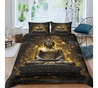 ESSAHI Buddha 3 Pieces Duvet Cover Bedding Set for Boys Girls Toddler Bedroom Decor 3D Print Soft Microfiber Buddhist Comforter Cover with Pillow Case Double（200x200cm）