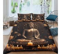 ESSAHI Buddha 3Pcs Duvet Cover Bedding Set for Boys Girls 3D Print Buddhism Comforter Cover Soft Hypoallergenic Microfiber Quilt Cover with Pillwocase Double（200x200cm）