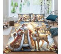 ESSAHI Christmas Elk 3D Print Duvet Cover Bedding Sets with Pillowcases Hidden Zipper,Soft Comforter Cover Microfiber Jungle Deer Quilt Cover 3PCs for Boys Girls King(220x240cm)