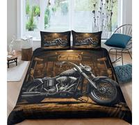 ESSAHI Harley Rider 3Pcs Duvet Cover Bedding Set for Boys Girls 3D Print Vintage Motorbikes Comforter Cover Soft Hypoallergenic Microfiber Quilt Cover with Pillwocase Double（200x200cm）