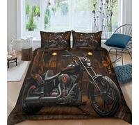 ESSAHI Harley Rider Duvet Cover Set 3D Print Bedding Vintage Motorbikes Quilt Cover Set 3 Pieces Soft Microfiber Comforter Cover with Pillow Hidden Zipper for Teens And Adults Double（200x200cm）