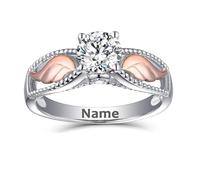 ESSAHI I'm a Wife to a Husband Personalised Circle Wings Memorial Ring Angel Wing Rings for Women, 7, Cubic Zirconia