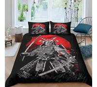 ESSAHI Japanese Samurai 3D Print Duvet Cover Set Assassins Quilt Cover with Pillowcases with Hidden Zipper Closure Microfiber for Kids Teens Adults Bedding Decro 3PCs King(220x240cm)