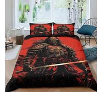 ESSAHI Japanese Samurai 3PCs Bedding Duvet Cover Set 3D Print Soft Microfiber Lightweight Assassin Quilt Cover Pillowcase Hidden Zipper Comforter Cover for Kids Teens Adults Double（200x200cm）