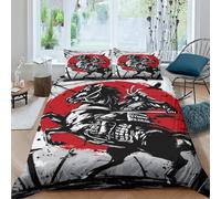 ESSAHI Japanese Samurai Bedding Set 3D Print Duvet Assassin Cover Comforter Cover for Teens Boys And Girls Microfiber 3-Piece with Pillowcases with Zipper Closure Quilt Cover King（220x240cm）