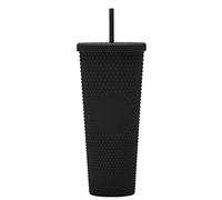 Essasea 24oz DIY Studded Tumbler.Matte Black Studded Tumbler with Lid and Straw.Reusable Double Walled Insulated Travel Tumbler.Plastic Acrylic Pastel Colored Tumbler Cup for Iced Coffee Smoothie.