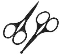 ESSBES Facial Hair Small Grooming Scissors Set for Men Women Eyebrow Nose Hair Mustache Beard Eyelashes Trimming Kit Curved and Rounded Safety Tip 2PCS
