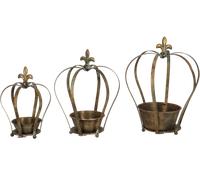 Esschert Design Aged Metal Crown Planter Set of 3 - 1 Set