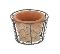 Esschert Design AT10 Aged Terracotta Pot in Wire Basket