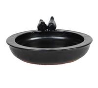 Esschert Design Bird Bath Round Anthracite Bird Bath Feeding Bowl Ceramic Water Station