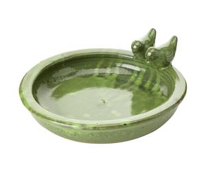 Esschert Design FB489 Green Bird Bath Ceramic Round 10.9 cm*32.9 cm*30.7 cm