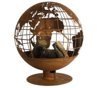 Esschert Design Fire Globe - Large Laser-Cut Steel Fire Pit Bowl, Brown, 57.5 x 66 cm, Large Opening for Logs, FF451