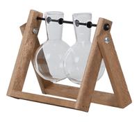 Esschert Design Hanging Cuttings Vase in Wooden Frame - Decorative Plant Growing Stand with Glass Bulb for Flowers or Hydroponics Window Sill Decoration 14 x 13 x 11 cm