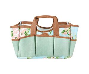 Esschert Design Jute Garden Tools Bag with Rose Print, 29 x 24 x 25 cm, with various pockets Foldable Walking Stick with Strap