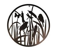 Esschert Design Round Steel Bird Wall Art 60.3 x 60.3 x 1.5 cm Wall Art with Mounting Holes'