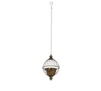 Esschert Hanging Sphere Planter in Aged Metal, 22.5cm Diameter | 36cm Total Height, Wire Mesh Globe, Chain with Hook, Indoor & Outdoor Use, Antique Finish