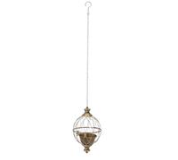 Esschert Hanging Sphere Planter in Aged Metal finish | Wire Mesh Globe, Chain with Hook, 32.5cm Total Height, Inner Metal Cup, Antique Finish