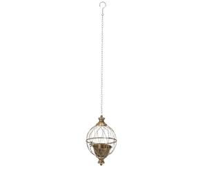 Esschert Hanging Sphere Planter in Aged Metal finish | Wire Mesh Globe, Chain with Hook, 32.5cm Total Height, Inner Metal Cup, Antique Finish