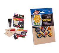Essdee L2LTK Linocut Taster Kit, Black & Essdee SoftCut Printmaking and Carving Blocks, PVC, Multi-Colour, 200x150mm