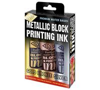 Essdee Metallic Block Printing Ink 3 Pack (Metallic Gold, Silver, Bronze)