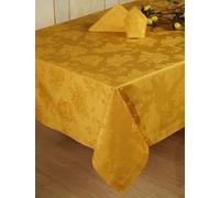 ESSE HOME Tablecloth: Rectangular - Square - Round - Oval - Flanders Jacquard Pure Cotton - Assisi (S Oval 180 x 220, Gold)