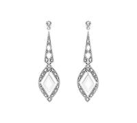 Esse Marcasite Sterling Silver Mother of Pearl and Marcasite Art Deco Drop Earrings