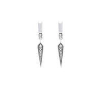 Esse Marcasite Sterling Silver Mother of Pearl and Marcasite Dagger Point Drop Earrings