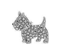Esse Marcasite Sterling Silver Scottie Dog Brooch Set with Marcasite and Black Enamel
