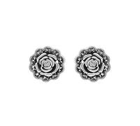 Esse Marcasite Sterling Silver Victorian English Rose Marcasite Stud Earrings