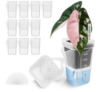 ESSECMBS 10PCS Self Watering Planters with Drainage Transparent Plastic Plant Pot for Vegetable Propagation Root Cutting Seed Starting (10Pcs Clear, One Size)