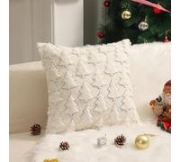 ESSECMBS 2PCS Christmas Tree Throw Pillow Covers 45 * 45cm Plush Tufted Throw Pillow Cases Christmas Cushion Covers Decoration for Sofa, Couch, Bedroom (White, 45cm*45cm)
