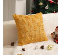 ESSECMBS 2PCS Christmas Tree Throw Pillow Covers 45 * 45cm Plush Tufted Throw Pillow Cases Christmas Cushion Covers Decoration for Sofa, Couch, Bedroom (Yellow, 45cm*45cm)