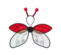 ESSECMBS 2PCS Cute Yellow Bee Wings & Hair Hoop Set for Halloween Cosplay Red Ladybug Wings with Headband Set (Red, 60 * 35cm / 23.6 * 13.7inch)