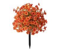 ESSECMBS Artificial Rose Flower with Detachable Garden Stake UV Resistant Realistic Morning Glory Bush Yard Stakes for Outdoor Lawn Decorations (A-Orange, 56cm / 22inch)