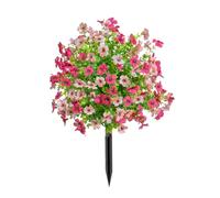 ESSECMBS Artificial Rose Flower with Detachable Garden Stake UV Resistant Realistic Morning Glory Bush Yard Stakes for Outdoor Lawn Decorations (A-Multicolor, 56cm / 22inch)