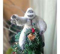 ESSECMBS Christmas Tree Topper Smiling Abominable Snowmonster Plush White Gray Snowman Figurine Wine Bottle Ornament Home Decor for Holiday Party (Gray Snowman, 18cm / 7inch)