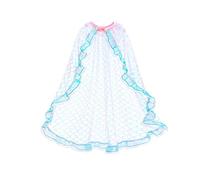 ESSECMBS Girls Sheer Fish Tail Cape Kids Ocean Princess Cloak with Ruffled Trim and Pearl Button for Halloween Dress Up Party (Clear, One Size)