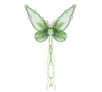 ESSECMBS Halloween Forest Fairy Wings for Women Girls Creative Butterfly Wings with 3D Flowers and Leaves Decor for Cosplay (one size, 63 * 48cm / 25 * 19inch, B-Green)