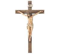 ESSECMBS Jesus Crucifix Statue Cross Decoration Praying Religious Figurine Christ Catholic Display Resin Tabletop Home Decor (Multicolor, 24.5cmx13.5cmx3.8cm)